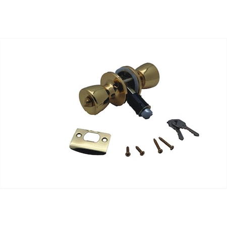 Strike3 Entrance Knob Lock Set Polished Brass ST355076